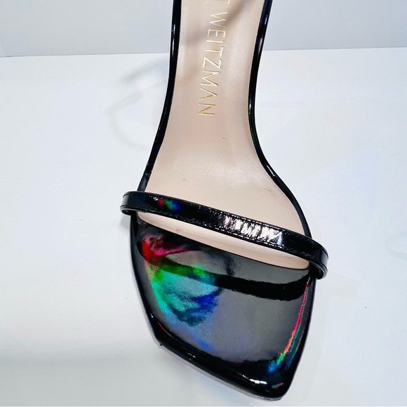 Stuart Weitzman Stiletto Patent Leather High Heel Sandals/ black metallic/size 8 - Picture 5 of 14